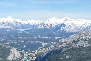 Fototapeta premium Beautiful View of Banff National Park from the Viewpoint on Sulphur Mountain in Alberta