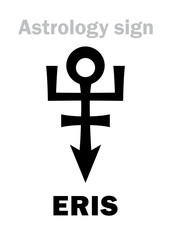 Fototapeta premium Astrology Alphabet: ERIS, most massive and second-largest superdistant dwarf planet. Hieroglyphics character sign (single symbol).