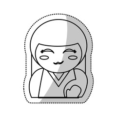 kokeshi doll souvenir outline vector illustration eps 10