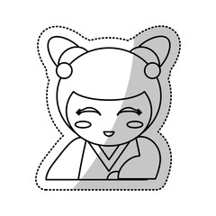 kokeshi doll souvenir outline vector illustration eps 10