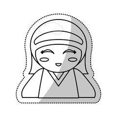 kokeshi doll souvenir outline vector illustration eps 10