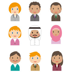 いろいろな人種のかわいい人物アイコン　その2