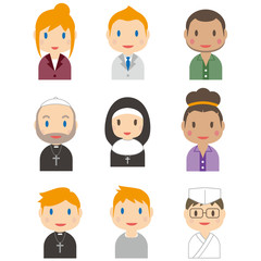 いろいろな人種のかわいい人物アイコン　その1