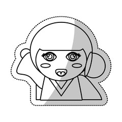 kokeshi doll souvenir outline vector illustration eps 10