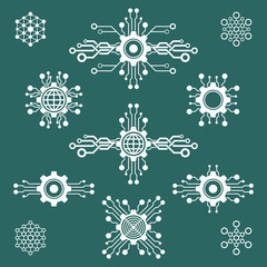 Set of technology elements. Tech logo icon.