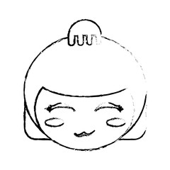 face kokeshi doll sketch vector illustration eps 10