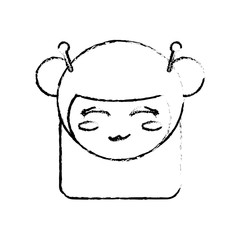 face kokeshi doll sketch vector illustration eps 10