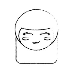 face kokeshi doll sketch vector illustration eps 10