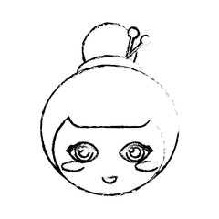 face kokeshi doll sketch vector illustration eps 10