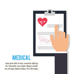hand with clipboard medical health care vector illustration eps 10