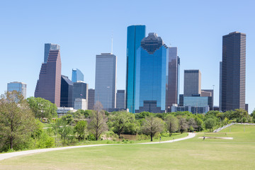Landscape of Downtown Houston city, Texas with modern building.
