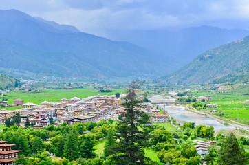 Fototapeta na wymiar Breathtaking View of Paro Valley in Bhutan