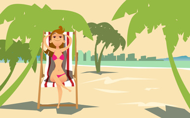 Young woman in bikini on sunny beach