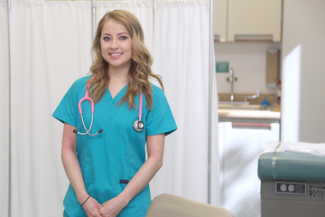 Portrait of a young attractive female healthcare professional, woman nurse