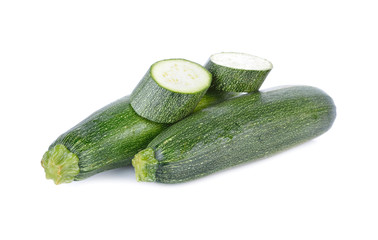 uncooked zucchini on white background