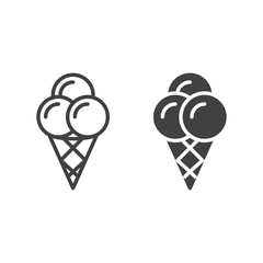 Ice cream cone line and solid icon, outline and filled vector sign, linear and full pictogram isolated on white. Symbol, logo illustration