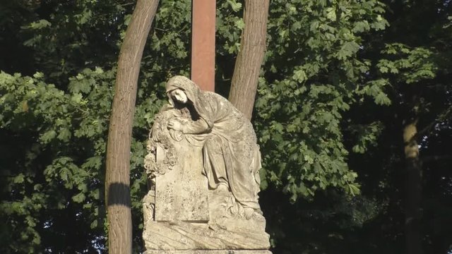 Female sculpture monuments in Lychakiv cemetery open-air museum