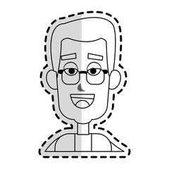 happy man with glasses cartoon icon image vector illustration design 