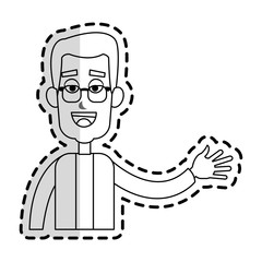 happy man waving hand cartoon icon image vector illustration design 