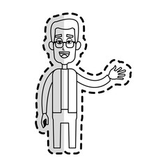 happy man waving hand cartoon icon image vector illustration design 