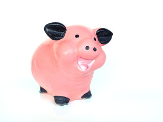 figurine pig painted isolated on white background