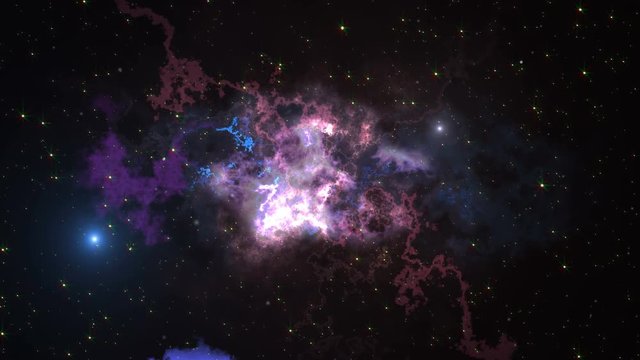 Space animation background with nebula, stars. The Milky Way, the Galaxy and the Nebula