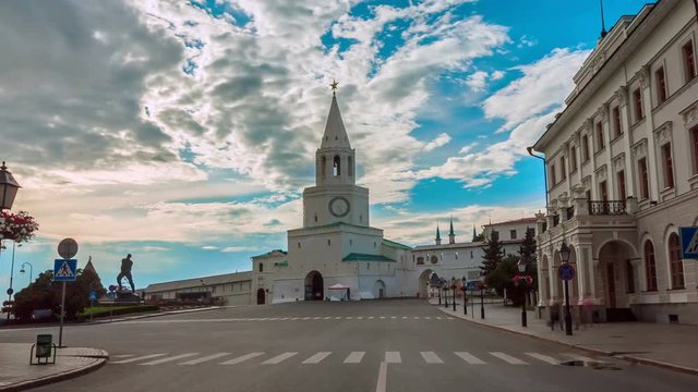 Timelapse Motion to Kazan Kremlin with Spasskaya Tower