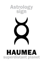 Astrology Alphabet: HAUMEA, superdistant dwarf planet. Hieroglyphics character sign (single symbol).