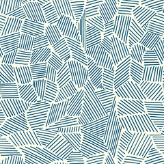 Vector seamless pattern of painted strips in a different direction, blue on a light yellow background