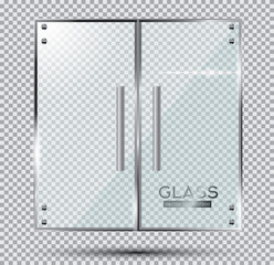 Glass Doors on Transparent Background.