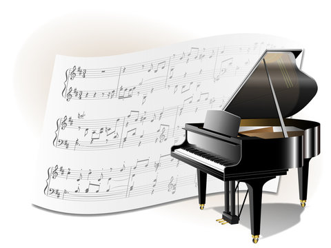 グランドピアノと楽譜