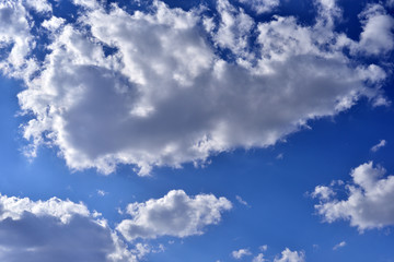 Landscape of beautiful sky with clouds and sun on a lovely spring day
