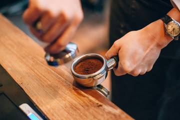 Coffee making by barista