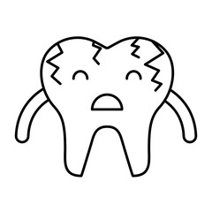 Broken tooth sad character icon vector illustration design