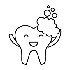 tooth with toothpaste character icon vector illustration design