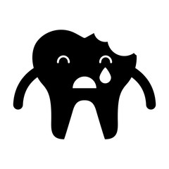 Broken tooth crying character icon vector illustration design