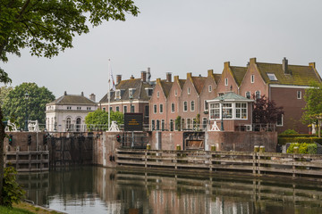 Fototapeta na wymiar Gateway on the canal in Muiden, Netherlands