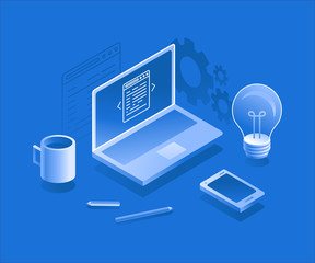 Vector illustration - design thinking concept and app development