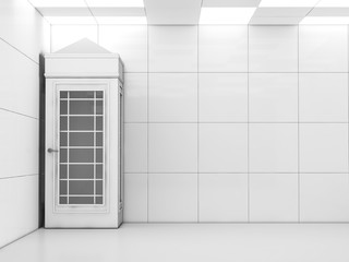 White empty room interior with call-box. 3D rendering