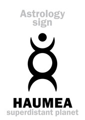 Astrology Alphabet: HAUMEA, superdistant dwarf planet. Hieroglyphics character sign (single symbol).