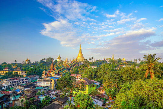 Yangon skyline with Shwedagon Pagoda