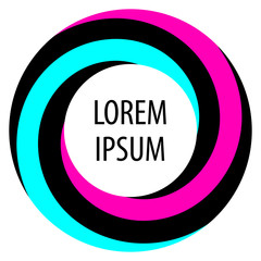 Round spiral shape background. Twisting color strips creating a circle, in the center of which is space for text. Vector .