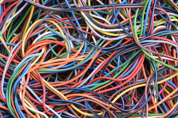Colorful cables and wires - obrazy, fototapety, plakaty