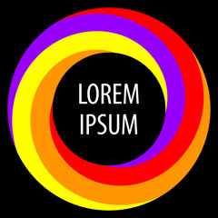 Round spiral shape background. Twisting color strips creating a circle, in the center of which is space for text. Vector .