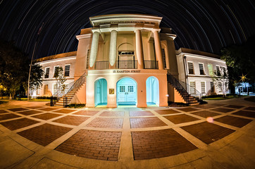  November 2016 town of Walterboro South carolina USA - Twon of walterboro courthouse at night with...