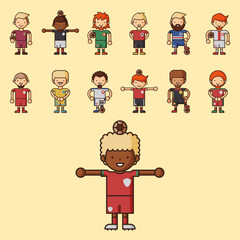 National Euro Cup soccer football teams vector illustration and world game player captain leader in uniform sport men isolated characters.