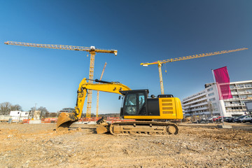 Baustelle Bagger Kräne