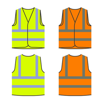 reflective safety vest yellow orange vector