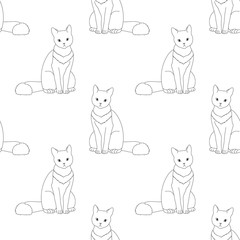 Black and white seamless pattern with cat.