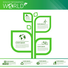 World Environmental Protection Green Energy Ecology Infographics Banner With Copy Space Vector Illustration